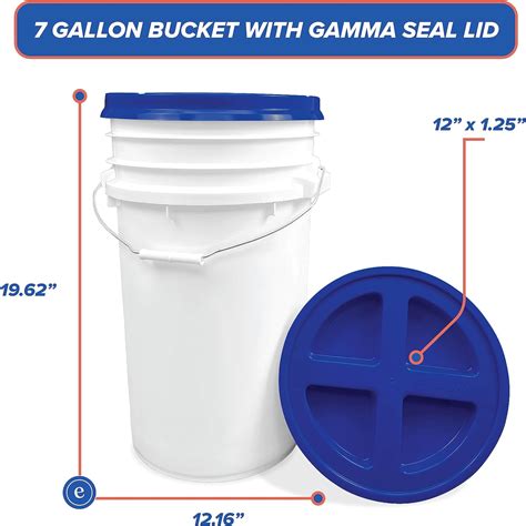 Epackagesupply 7 Gallon White Bucket With Orange Gamma Screw On Lid Food Grade Storage Premium