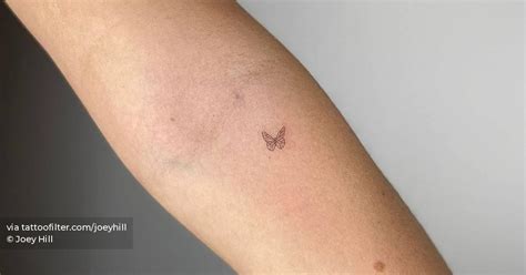 Single Needle Butterfly Tattoo On The Inner Forearm