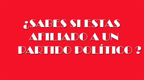 Cómo saber si estoy afiliado a un partido político en Perú YouTube