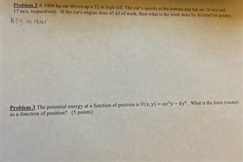 Solved Problem A Kg Car Drives Up A M High Hill Chegg