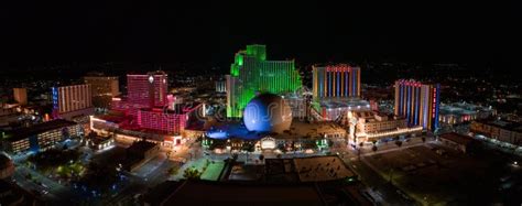 Aerial View of the Skyline of Reno Nevada USA at Night. Editorial Stock ...