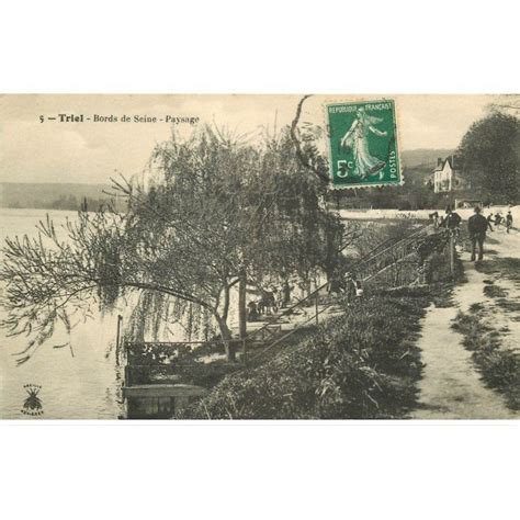 Carte Postale Ancienne 78 TRIEL Animation Bords De Seine 1915 Cartes