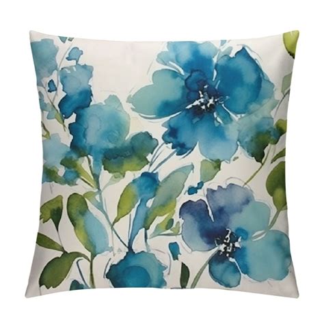 Chilfamy Watercolor Floral Leaves Abstract Plant Print Throw Pillows