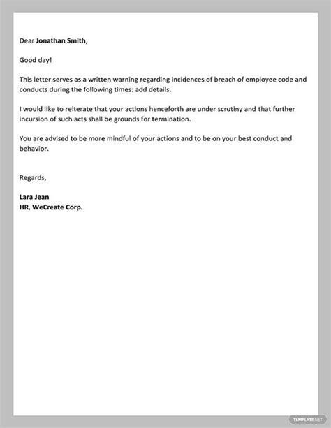 Page 3 Warning Letter Templates In Word Free Download