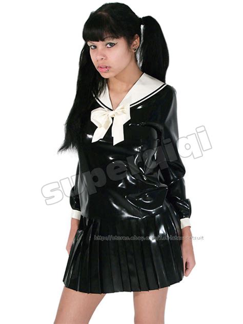 Latex Rubber Schoolgirl Uniform 045mm Catsuit Suit Ebay