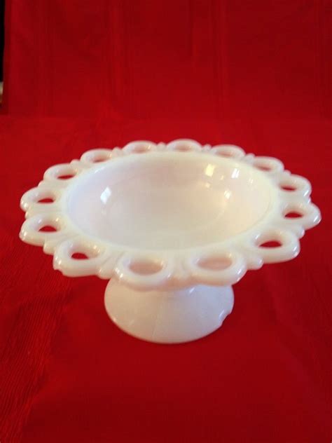 Vintage Anchor Hocking White Milk Glass Scalloped Lace Edge