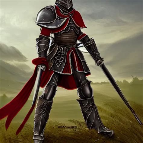 A Valiant Justiciar Full Plate Armor Red Feather On Stable Diffusion