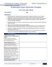 NR351 W4 Professional Paper Worksheet Template JULY 18 Final Docx