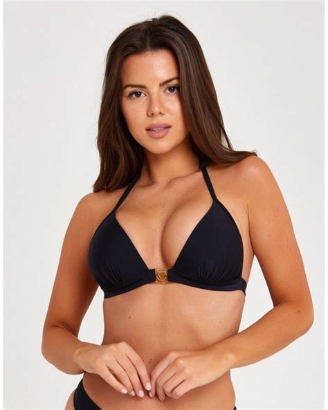 Black Push Up Triangle Bikini Top M Vivien Vance