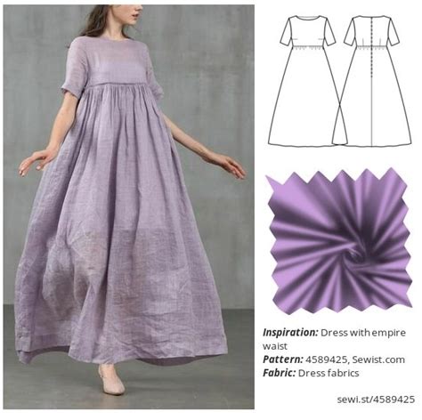 Empire Waist Dress Sewing Pattern For Women