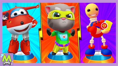 Talking Tom Hero Dash vs Super Wings Jett Run vs Buddyman Run Гонки на