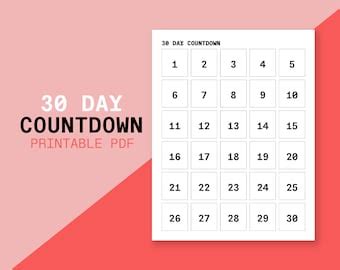 printable  day countdown calendar etsy