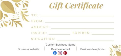 Business Gift Certificate Template Google Slides, Fillable Template ...