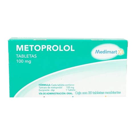 Metoprolol Medimart 100 Mg 20 Tabletas Recubiertas Walmart