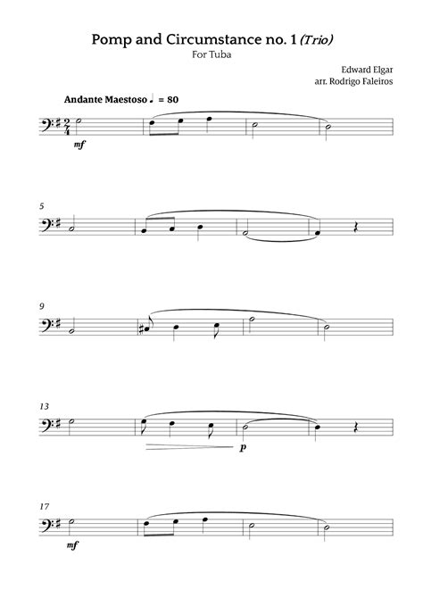 Pomp And Circumstance No 1 Trio Sheet Music Edward Elgar Tuba Solo