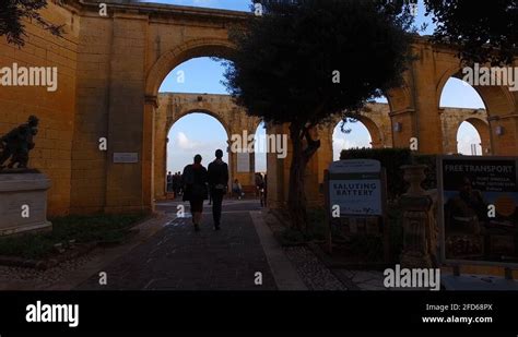 Point Of View Walking Through The Arches Of Upper Barrakka Public