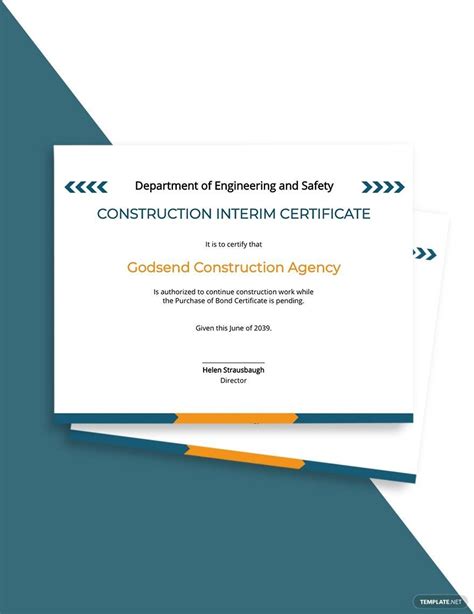 Construction Project Completion Certificate Template In Psd