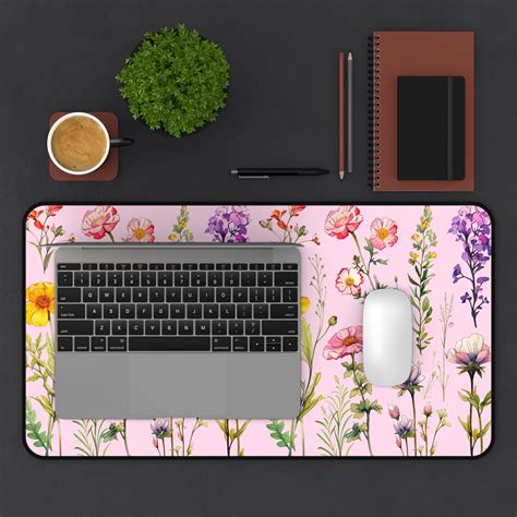 Spring Flower Desk Mat Cottagecore Mousepad Pressed Wildflower Art