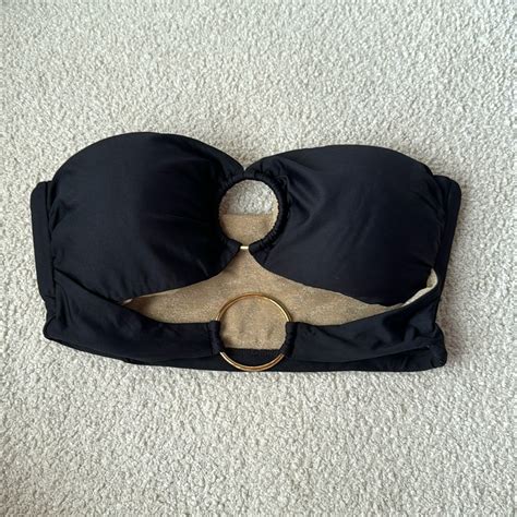 New Luli Fama Black Ring Bikini Top Gem