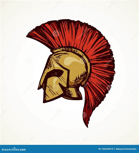 Spartan Helmet Vector Drawing Stock Vector Illustration Of Crest