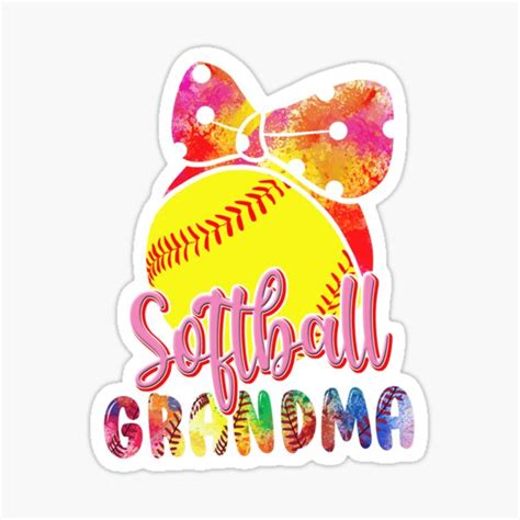 Pegatina Abuela De Softbol Linda Jugadora De Softbol Jugando Familia A