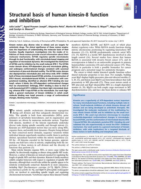 (PDF) Structural basis of human kinesin-8 function and inhibition