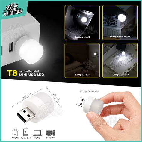 Lampu Usb Led T Mini Portable Lid Ukuran Kecil Bulat Bolam Let Terang