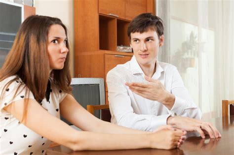 Serious Young Couple Talking Stock Photo Image Of Relationship