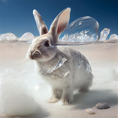 Premium Ai Image Fantasy Image Of A Cute White Rabbit In The Ice With