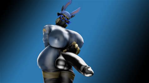 Rule 34 1futa 3d Big Balls Black Skin Blue Background Blue Suit Bunny