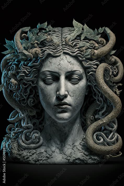 medusa gorgon, dark fantasy, statue, art illustration Stock Illustration | Adobe Stock