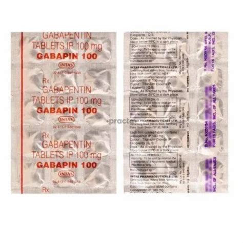 Gabapin Gabapentin 100 Tablets Packaging Size 5 X 2 X 10 Tablet