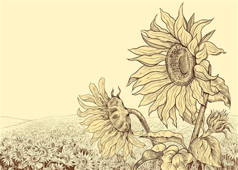 Sunflower Field Drawing