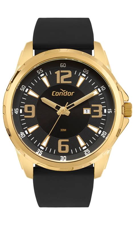 RELÓGIO CONDOR MASCULINO DOURADO PRETO GRANDE CO2115KTS 4P Pimenta