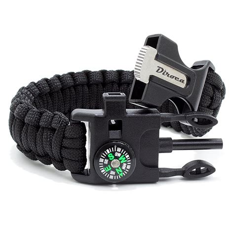 Paracord Bracelet Survival Kit Black Parachute Cord In Tactical