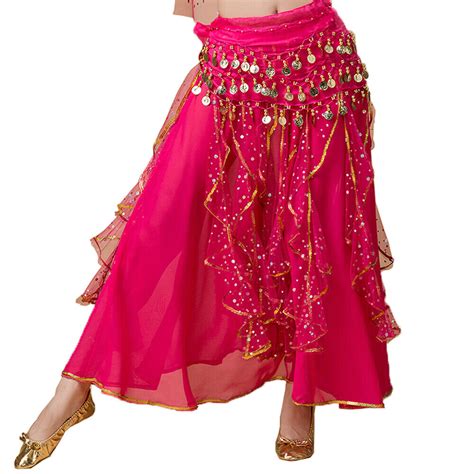 Belly Dance Costume Skirt Goldandsilver Sequins Fringe Chiffon