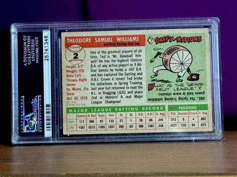 Topps Ted Williams Psa Very Good Condition Great Centering