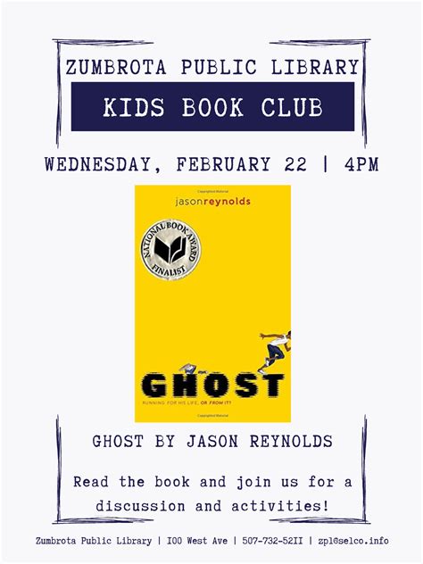 Kids Book Club: Ghost by Jason Reynolds | Zumbrota Public Library