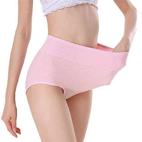 Women Sexy Cotton Breathable Panties Plus Size High Waist Womens