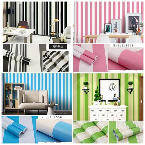 Jual WALLPAPER DINDING Ukuran 45cm X 10m Motif STRIPE HITAM PUTIH SALUR