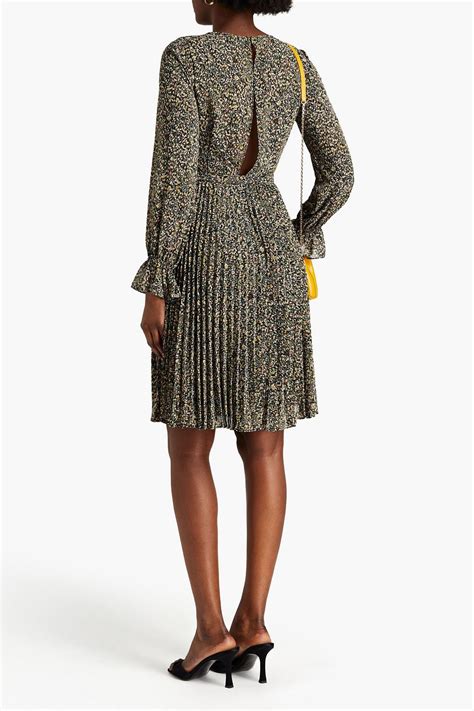 Mikael Aghal Pleated Printed Crepe Dress The Outnet