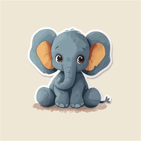 Premium Vector Cute Baby Elephant Sticker Vector Illustration