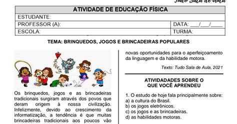 Educa O F Sica Aprendendo Brincadeiras E Jogos Populares