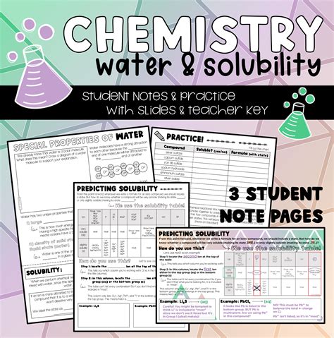 Properties Of Water And Solubility Notes And Practice Made By Teachers