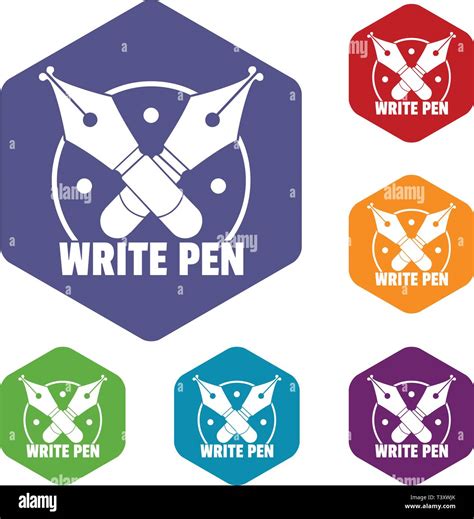 Write Pen Icons Vector Hexahedron Stock Vector Image Art Alamy