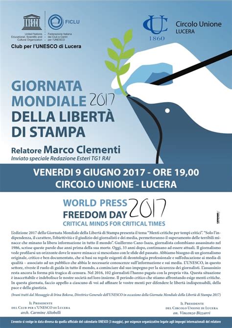 Il Club Per L UNESCO Di Lucera Celebra La Giornata Mondiale Della