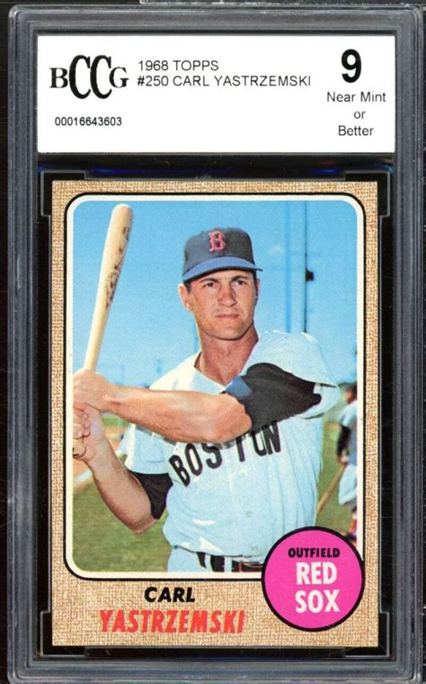 1968 Topps 250 Carl Yastrzemski Card Bgs Bccg 9 Near Mint Ebay