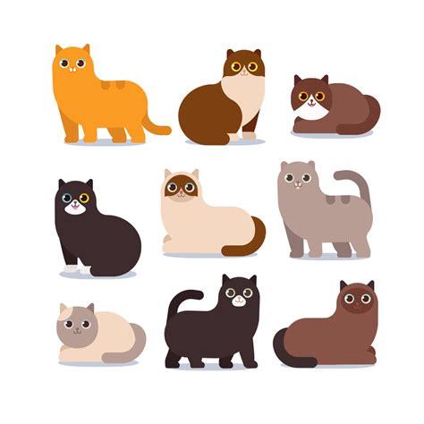 Different Cartoon Cats Set Simple Modern Stock Illustration 544251538