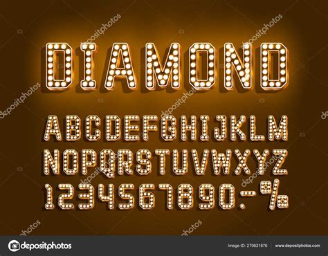 Alfabeto De Fuente Diamond Golden Signo Num Rico Vector Vector