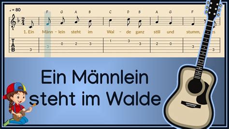 Ein Männlein steht im Walde Tabs für Gitarre Melodie YouTube